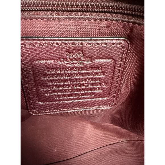 Coach Turnlock Leather Tote Bag Oxblood Burgundy Pebbled Gold Hardware - Picture 13 of 14